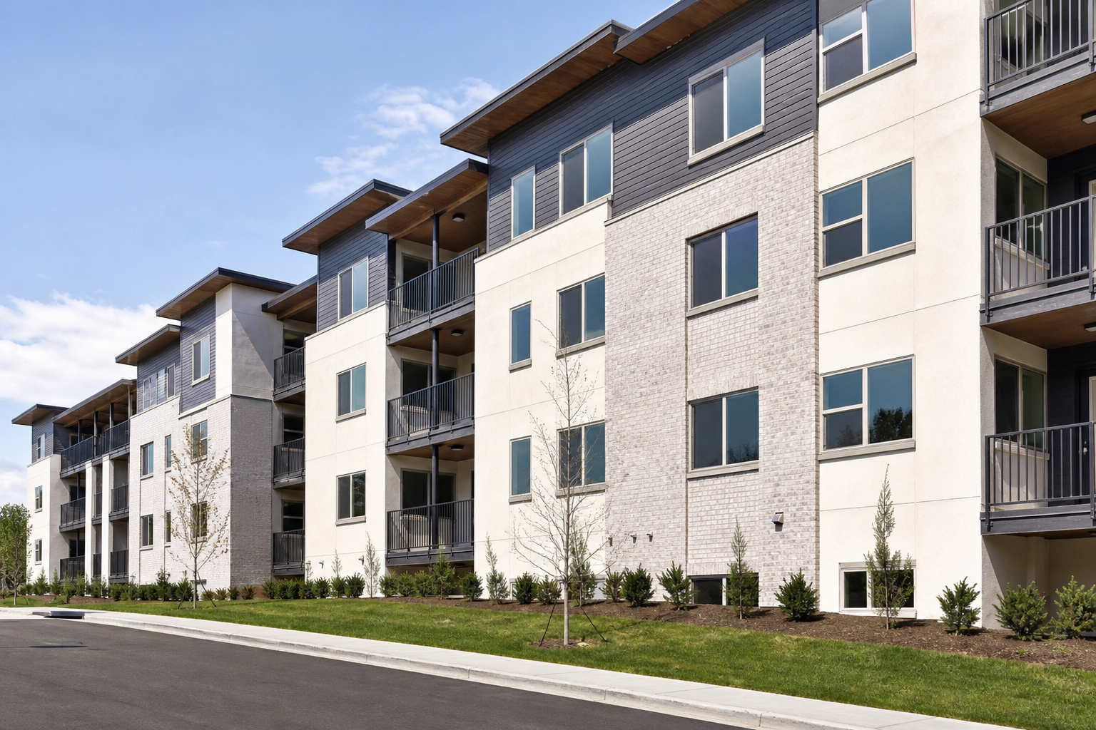 Multifamily complex exterior siding